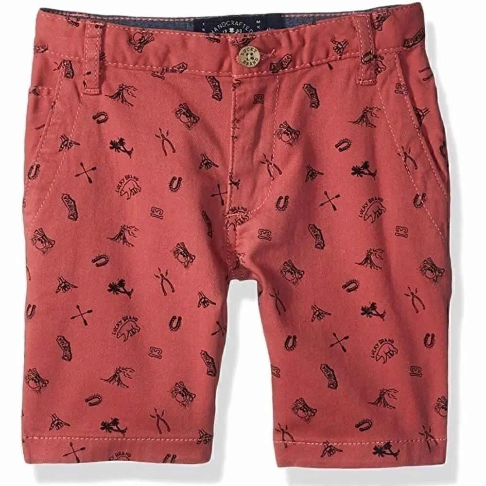 Lucky Brand Boys' Flat Front Printed Twill Shorts